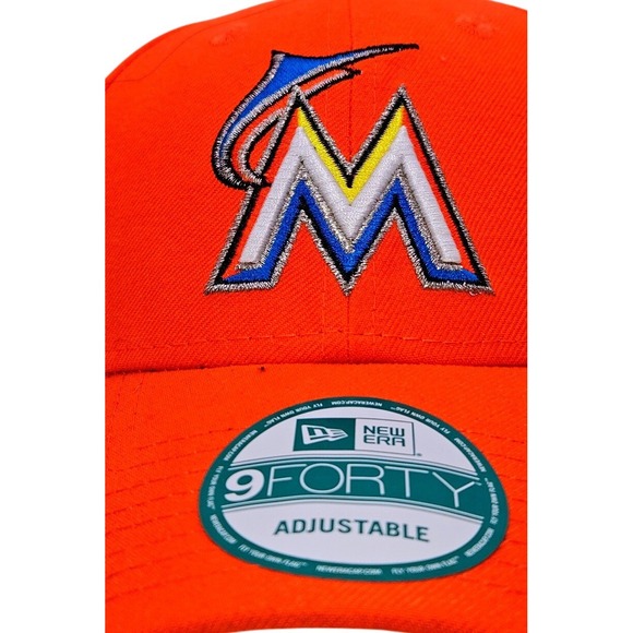 New Era Miami Marlins 9FORTY Adjustable Hat Orange MLB Baseball Cap Strapback - Picture 4 of 7